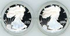2 Diff. 2021-W Gem Ultra Cameo PRF $1 Silver Eagles. Box/COA