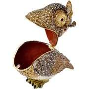 Bejeweled Gold-Plated Owl with Enamel Finish