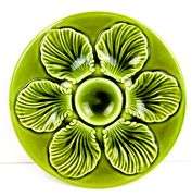 Vintage French Majolica Green Oyster Plate