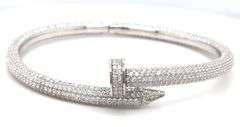925 Sterling silver cubic zirconia nail bangle bracelet