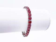 Dazzling 18KT White Gold Plate 27.Ctw Cherry Red Fire Moissanite Tennis Bracelet