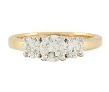 1.20ctw Round Diamond Three Stone Two Tone Ring in 14K