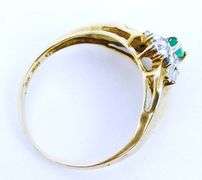 Vintage 10K Emerald & Diamonds Ring, Size 7