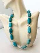 925 Sterling Silver CBARSE Turquoise and Crystal Necklace