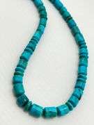 925 Sterling Silver Southwestern Style Turquoise Bead And Silver Brads Necklace