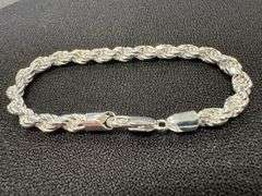 Sterling Silver Diamond-Cut Rope Chain 5.4mm Solid 925 Italy New Bracelet 8"