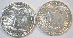 Superb Gem BU 1942 and 1943 Walking Liberty Half Dollars