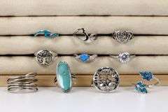 Sterling Silver .925 Curated Lot of 10 Rings Various Sizes & Styles