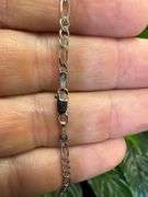10k White Gold Solid Figaro Link Chain 2.6mm Necklace 24"