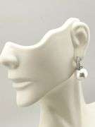 925 Sterling Silver White Pearl And CZ Huggie Hoop Drop Earrings