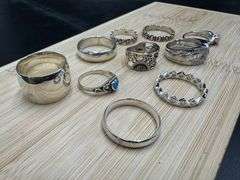 .925 Sterling Silver Curated Ring Lot of 10 Rings Various Sizes & Styles
