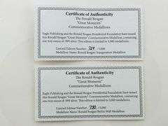 Ronald Reagan Great Moments Silver Medals Set