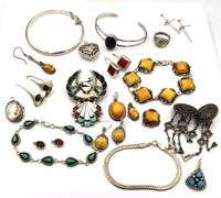 Big group lot of vintage 925 sterling silver mixed jewelry