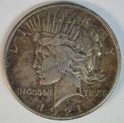 Scarce key date 1921 Peace Silver Dollar in VF