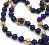 Lapis and gold beaded necklace