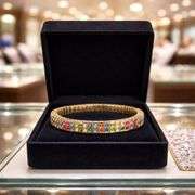 Multicolor Swarovski Expandable Bracelet Gold Plated