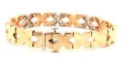 14kt Yellow gold approximate 0.30ctw pave diamond X bracelet
