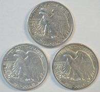 3 Nice AU Mintmarked Walking Liberty Halves: 1942-D, 1942-S, & 1945-D