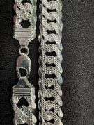 Sterling Silver 16mm Pave Double Curb Chain Cuban Link 925 Italy Necklace 24"