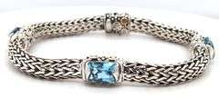 John Hardy wheaton chain blue topaz 3 stone bracelet