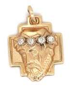 Tasteful 14k YG Religious Pendant with Diamonds