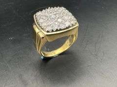 10K Yellow Gold Men Diamond Ring of 2ct