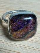 Sterling Silver 925 One of a Kind Dichroic Glass Ring Size 7.5