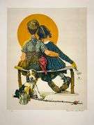 Exclusive Norman Rockwell Signed Limited Edition Lithograph "Young Spooners" with Publishers Certifi