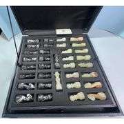 Marble Chess Set with Round Board and Storage Box