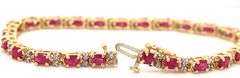 14kt Yellow gold ruby and diamond link bracelet