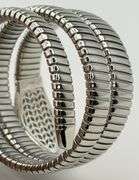 925 Sterling Silver And Stainless Steel Crystal Triple Wrap Snake Bracelet