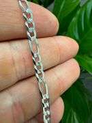 Sterling Silver Diamond-Cut Figaro Link Chain 4.5mm Solid 925 Italy Bracelet 7" inch