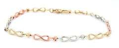 14kt Tri color gold Infinity link station bracelet