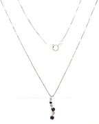 10kt White gold blue sapphire and diamond pendant on chain