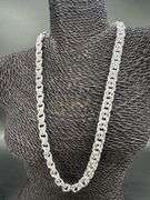 Sterling Silver 925 Heavy Double Curb 12mm Offset Cuban Chain Italy Necklace 24"