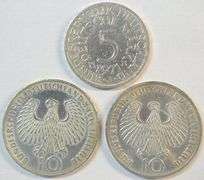 1971 Silver German 5 Mark & 2 1972 Olympic German Silver 10 Marks
