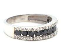 14kt White gold 0.75ctw black and white 3 row band
