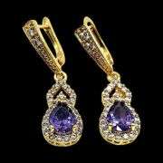 Gold Plate Simulated Amethyst and Diamond 4 Piece Set