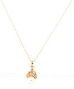 14kt Yellow gold 6.5mm pearl and diamond pendant on chain