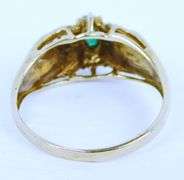 Vintage 10K Emerald & Diamonds Ring, Size 7