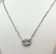 925 Sterling Silver Full Crystal pave Interlocking Circle Pendant With Paperclip Chain Necklace