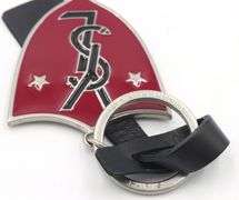Saint Laurent black and red Shield logo key chain