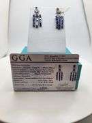 Magnificent pair earring Tanzanite and diamond in Silver – GGA Certified