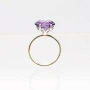 Beautiful 6.5 Ct Natural Purple Amethyst Solid Sterling Rose Cut Ring