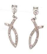 Modern 14K WG Dangle Post Earrings with Diamonds