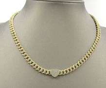925 Sterling silver Cuban chain cubic zirconia necklace with heart shaped pendant