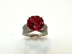 Stunning 14 kt. White Gold Plate 5 Ct Rose Cut Simulated Pink Sapphire Ring