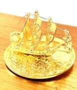 HANDMADE Fabergé-Style Globe Egg Trinket Box – 24K Gold Decor, Austrian Crystal, Sailboat & Twin Fis