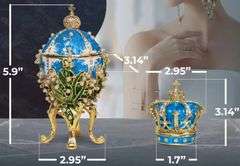 Blue Lilies of the Valley Easter Egg Replica – Extra Large with Crown