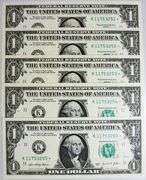 (5) Superb Crisp $1 2021 Star Replacement Notes Dallas-Consecutive!